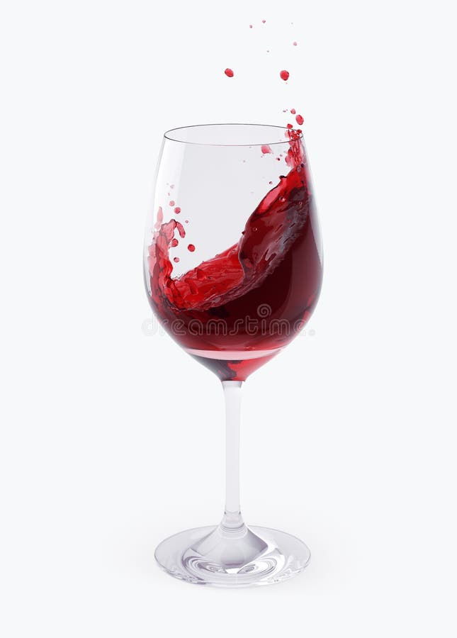 Red Wine Splashing In Glasses isolated on white with clipping path. 3d render. Red Wine Splashing In Glasses isolated on white with clipping path. 3d render